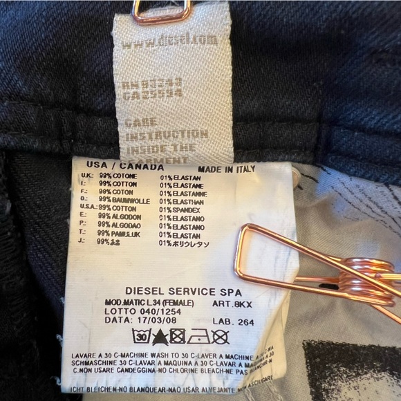 Diesel Matic RARE HTF Embossed Stretch Dark Denim Jeans 27 x 34 EUC - Picture 13 of 16